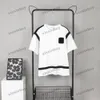 Xinxinbuy Men designer tee t shirt 23SS Paris Ribbon Panele Letter broderi kort ärm bomullskvinnor khaki svart vit xs-2xl