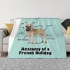 Dekens Leuke Franse Bulldog Puppy Sofa Fleece Gooien Flanel Hond voor Beddengoed Reizen Spreien Deken Warm 230628