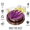 Vaisselle jetable Vaisselle de fête jetable Assiette en plastique violet transparent avec vaisselle Tasse Serviette Combo Set Wedding God Day Party Supplies 230628