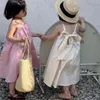 Meisje Jurken Koreaanse Stijl Vlinderdas Meisjes Jurk Slip Rok Mouwloos Leuke Effen Kleur Mooie Katoen Zachte Mode