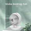 Globe Desktop Small Fan Foldbar Silent Electric Fan Home User utanför sovsal Office Desktop Fan USB Raddbar Swing Circulating Fan 5600 MA