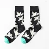 Femmes Chaussettes Pigeons Coucher De Soleil Tulipes Fleurs Oiseaux Grenouilles Et Abeilles Style Britannique Amoureux De L'art Européen Américain Long Tube Casual C08