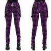 2021 Fashion Gothic Plaid Strap Pants For Women High Waist Punk Zipper Design Casual Tight Long Pants Hip Hop Streetwear