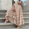 Skirts High-Waist Elastic Waist Maxi Skirt A-Line Ankle Length Loose Elegant Long Solid Color Cake Party Streetwear