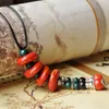 Цепи переплетения веревки ожерелье керамические красные бусы подвески старинные натуральный камень кулон колье для женщин свитер длинные ретро ювелирные изделия