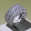 Anillos de racimo tamaño 5-10 Vecalon joyería de lujo hecha a mano Original Marquesa corte cinco filas 5A Zirconia cúbica CZ fiesta boda mujeres anillo de banda