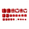 False Nails 24Pcs Artificial Acrylic Toe Tips Wine Red Foot Fake Manicure Art Decoration Toenails Beauty Tool 27RC