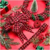 クリスマスの装飾有線リボンレッドブラックバッファロー格子縞のクリスマスラップウェディングフローラルボウクラフトXBJK2111ドロップデリブDHQ50