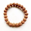 Pulseira natural de Rudraksha para homens e mulheres Buda Budista Cura Ioga Oração Amuleto elástico 1 peça