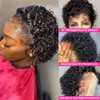 Lace Wigs Pixie Cut Pruik Korte Bob Krullend Menselijk Haar Pruiken perruque bresillienne 13X1 Transparant Kant Pruik Water diepe Golf Menselijk Haar 230629