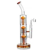 14mm Joint Haute Qualité Bongs En Verre Épais Recycleur Fumer Pipe Plates-formes Pétrolières Heady Dab Rig Bras Arbre Percd Conduites D'eau Trois Couches Big Tornado Shisha Bong Narguilé Bubbler