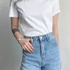 Vrouwen s T-shirt Zachte Moerbei Zijde Katoenen t-shirt s Losse Ronde Hals Korte Mouw Vrouw Effen Kleur zomer Tops Hoge Kwaliteit 230628