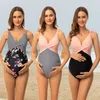 Moderskap Swimwears Liu Qu Women's Maternity Swimsuit Front Cross V-Neck graviditet Badkläder Monokini Beach Bathing Suits 230628