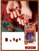 Faux Ongles Courts De Noël Faux Presse Sur 24pcs Motif De Bonhomme De Neige Mignon Amovible Portable Couverture Complète Articles Pour Ongles