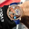 Wristwatches 2023 PINDU Astronomia Celestial SeriesTourbillon Watch Men The Transparent Design Looks Man Watches Quartz