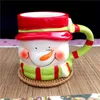 Christmas Gift Ceramic Animal Cup Santa Claus Elk Couple Water Glass Snowman Penguin Creative Cartoon Mug New Year Drink Bottle L230620