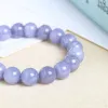 Natuurlijke Aquamarijn Kraal Armbanden Vrouwen Mode Paarse Chalcedoon Ronde Steen Elegante Healing Strand Bangles Polsband