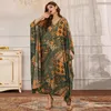 Vêtements ethniques 2023 Ramadan Imprimer Musulman Abaya Robe Pour Femmes Eid Arabe Femme Élégant Patchwork À Manches Longues Vêtements Islamique Parti Porter