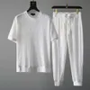 Men S Tracksuits 2023 Summer T Shirt Pants Ice Silk Suit Two Pieces Set Thin Casual Sports Man Fashion Sweatpants Plus Size 230629
