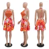 Casual Dresses Sexy Women Mini Dress Print Floral Backless Bandage Streetwear Party Night Clubwear For Vestidos