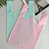 Outros produtos de plástico descartáveis 50Pcs Rosa Espessamento Colete Saco de Plástico Verde Tamanho Grande Roupas Presente Cozimento Sobremesa Bolo Comida Para Levar Embalagem Sacos de Festa 230629