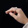 Cluster Ringe 925 Reinem Silber Ring Frauen Natürliche Und Tian Baiyu Rose Carving Offene Jade Mode Persönlichkeit Temperament Schmuck