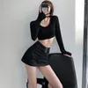 Skirts Mini A-line Women Office Ladies Elegant Skinny Sweet Streetwear Belts Fashion Casual All-match Pure Vintage Sexy Chic