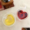 Чашки Блюдца Стакан для чая с двойными стенками Многослойная чашка Термостойкая креативная кружка для сока в форме сердца Молоко Кофе Капля Доставка Hom Dhpfj