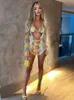 Two Piece Dress Townlike Sexy 3 Pieces Set Women Long Sleeve Crop Top And Mini Skirts Bra Slim Three 2023 Spring Summer Outfits 230629