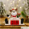 Christmas Decorations Advent Countdown Calendar Desktop Ornament Wooden Blocks Santa Snowman Reindeer Tabletop Decoration Kdjk2110 D Dhkpb