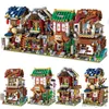 Blocs Mini Chinese Street Courtyard Blocs de construction assemblés City Street View Ancient Building Model Ornements Jouets pour enfants Cadeaux R230629