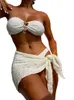 Maillot de bain femme maillot de bain trois pièces blanc Sexy Bikini Bandeau maillot de bain solide femme maillot de bain