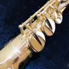 Hoge kwaliteit S-W020 sopraan rechte pijp saxofoon Bes gelakt goud messing jazz instrument met case sopraansax