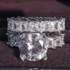Anéis de banda de luxo real 925 anéis de prata esterlina oval corte princesa conjunto de anel de casamento para mulheres banda de noivado jóias eternidade zircônia R4975 P0818 Z230629