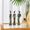 Dekorativa objekt Figurer 3 Packat Statyer African Woman Sculpture Girl Polyresin Exotic Tribal Lady Sculptures Figurer Heminredning Statue Art Craft Gift 230628