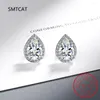 Studörhängen Real 925 Sterling Silver Luxury Simple Cubic Zirconia For Women Round CZ Wedding Statement Smyckespresenter