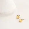 Stud Earrings Fashion Heart Shaped For Women Stainless Steel Gold Color Small Peach Smooth Party Jewelry