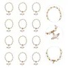 Bracelets porte-bonheur 12 pièces De Bautizo Rose Bracelet religieux croix perle bébé douche faveurs coing fête perles faites à la main