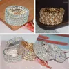 Bracelet Mode Bijoux De Mariée Trois Cinq Rangées Cristal Strass Couleur Bracelets Pour Les Femmes De Mariage Plein Strass Main Poignet Bracel