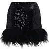 Skirts Sexy Black Sequined Embroidered Mini Skirt Ladies Fashion Hair Spliced