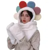 Foulards tournesol pétale femmes hiver chaud doux capuche écharpe Snood poche chapeaux gants mode chapeau à capuche gant
