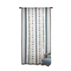 Curtain Bohemian Style Blue Tulle Wear Rod Window Shade Stripe Plaid Decoration Modern Chiffon Kitchen Bedroom Living Room