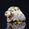 Hiphop Jewelry Custom Tiger Head Iced Out Ring Herren 925 Sterling Silber VVS Moissanit Ring