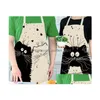 Avental de cozinha engraçado gato impresso sem mangas aventais de linho de algodão para homens e mulheres ferramentas de limpeza doméstica drop delivery jardim jantar bar dh4y1