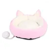 Lits pour chat Oreilles pour animaux de compagnie Lit Doux et chaud Lavable Coussin rond pour chien Tapis de maison Fournitures de maison de couchage