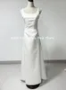 Abiti casual Elegante abito da trascinamento in raso bianco senza maniche da donna a vita alta matrimonio semplice festa vintage stile francese sottile femminile