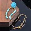 Naszyjniki wisiorek Sinleery 316L stal nierdzewna niebieski kryształowy naszyjnik dla kobiet złoty kolor mody biżuterii