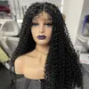 Nxy Kinky Curly Lace Front Wigs 180% Плотность Натуральный Черный Синтетический Т-образный Шнурок Фронтальные Парики Glueless With Baby Hair For Black Wome 230524