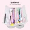 Bags NBX Pencil Cases Multifunctional Standing Pencil Case Organizer Double Layer Cylindrical with Mirror Erasable Notepad Calculator