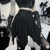 Jupes Goth Foncé Bandage Côté Ourlet Pointu Mini Jupe Style Grunge Noir Taille Haute A-ligne Punk Emo Sexy Femmes Bas Alternatifs